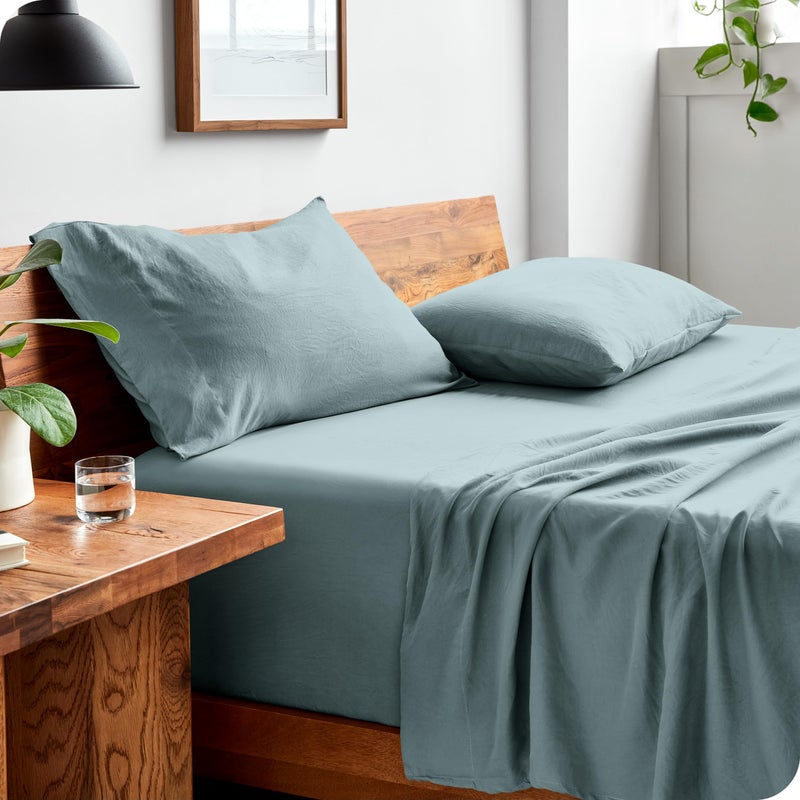 Bare Home Full Sheet Set - Luxury 1800 Ultra-Soft Stonewashed Microfiber - Double Brushed - Deep Pockets - Easy Fit - Breathable Bedding - Sheet Sets & Pillowcases (Full, Sea Spray) - Image 1